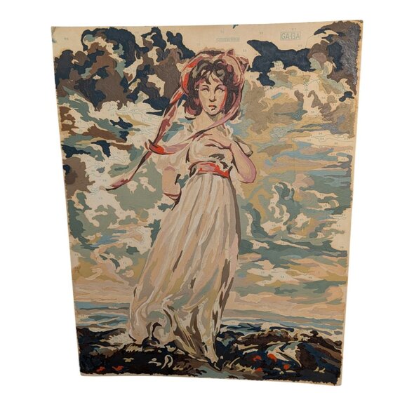 Vintage Paint by Numbers Art Panels 1960s Unfinished Blue Boy Pinky - Picture 3 of 13